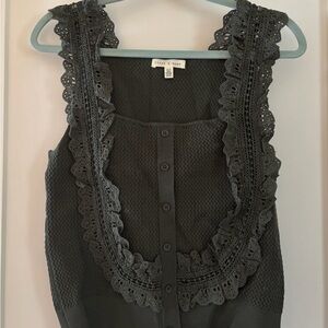 NEVER WORN Lace Trimmed Dark Green Top